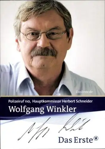 Ak Schauspieler Wolfgang Winkler, Portrait, Autogramm, ARD, Serie Polizeiruf 110