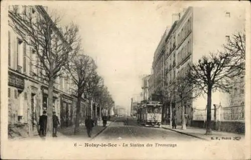 Ak Noisy le Sec Seine Saint Denis, Straßenbahnhaltestelle