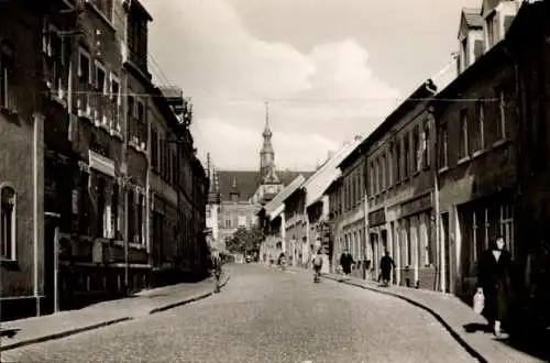 Ak Dahlen in Sachsen, Bahnhofstraße mit Blick zum Rathaus