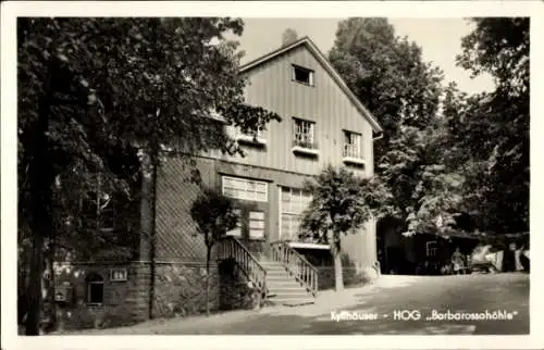 Ak Steinthaleben Kyffhäuserland in Thüringen, Kyffhäuser, HOG Barbarossahöhle, Eingang
