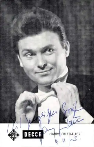 Ak Schauspieler und Sänger, Querbinder, Portrait, Telefunken, DECCA, Autogramm
