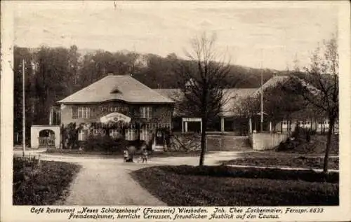 Ak Wiesbaden in Hessen, Café Restaurant Neues Schützenhaus, Fasanerie