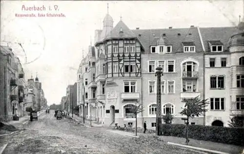 Ak Auerbach im Vogtland, Kaiserstraße Ecke Schulstraße