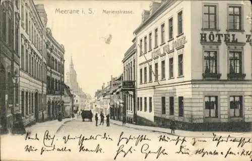 Ak Meerane in Sachsen, Marienstraße, Hotel zur Sonne