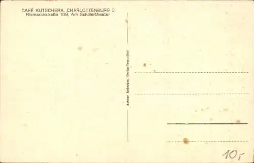 Ak Berlin Charlottenburg, Cafe Kutschera, Bismarckstraße 109, Innenansicht