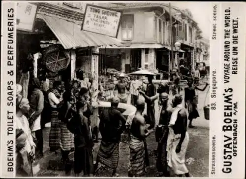 Foto Singapur, Straßenszene, Reklame Gustav Boehm's Toilet Soaps