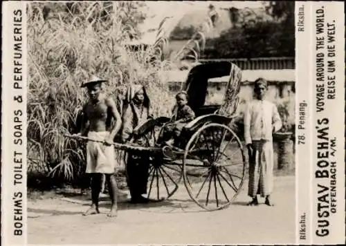 Foto Penang Malaysia, Rikscha, Gustav Boehm's Toilet Soaps