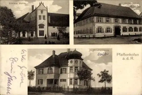 Ak Pfaffenhofen an der Roth Mittelschwaben, Brauerei Mahler, Gastwirtschaft, Privatwohnung