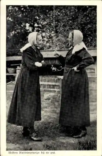 Ak Holten Overijssel Niederlande, Frauen in Tracht, Wasserbrunnen