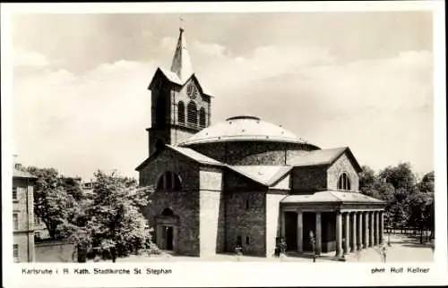 Ak Karlsruhe in Baden, katholische Stadtkirche St. Stephan