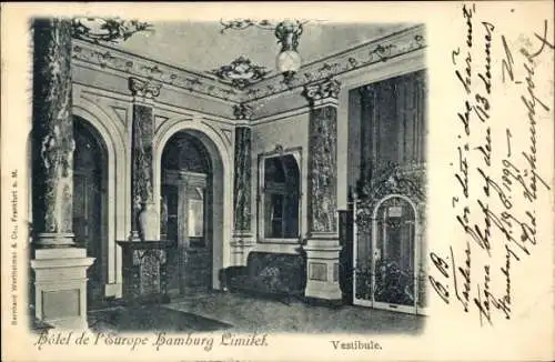 Ak Hamburg Mitte Altstadt, Europahotel, Hamburg Limitet, Hotel de l'europe, Vestibule