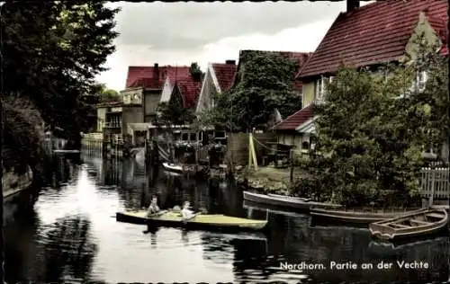 Ak Nordhorn in der Grafschaft Bentheim, Teilansicht, Vechte, Ruderboot