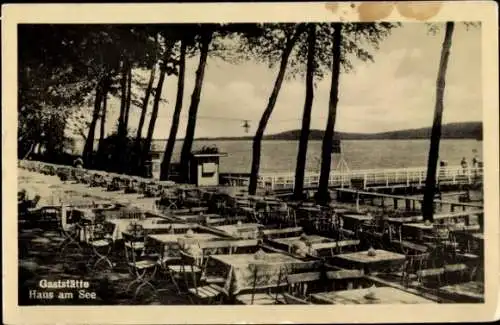 Ak Ferch Schwielowsee, Gaststätte Haus am See, Anlegesteg