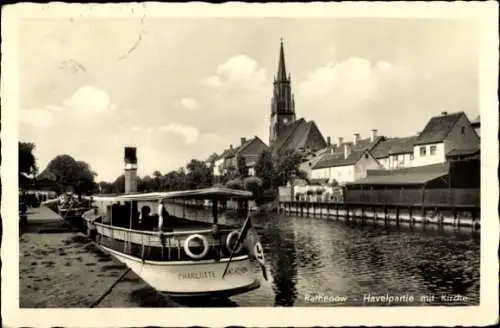 Ak Rathenow im Havelland, Havel, Kirche, Schiff Charlotte