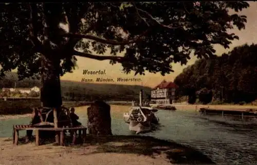 Ak Hann. Münden in Niedersachsen, Wesertal, Weserstein