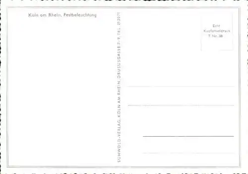 Ak Köln am Rhein, Dom, Festbeleuchtung
