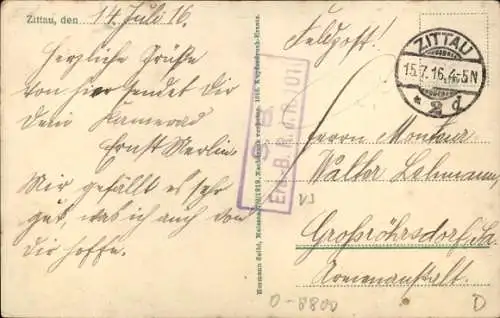 Ak Zittau in Sachsen, kaiserliches Postamt, Straßenbahn, Töpferberg