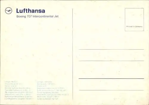 Ak Deutsches Passagierflugzeug, Lufthansa, Boeing 707 Intercontinental Jet