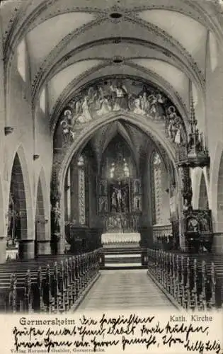 Ak Germersheim am Rhein, katholische Kirche, Innenansicht