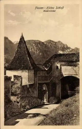 Ak Füssen im Allgäu, hohes Schloss, Malerwinkel