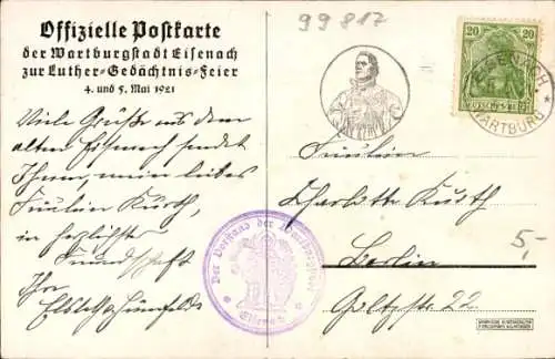 Passepartout Steindruck Ak Eisenach, Luther auf der Wartburg, Feier 1921