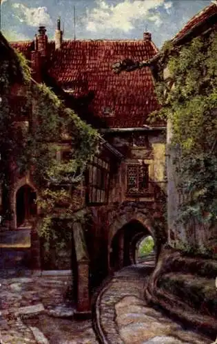 Ak Lutherstadt Eisenach in Thüringen, Wartburg, äußerer Burghof