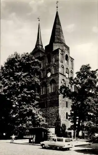 Ak Gransee in Brandenburg, Kirche, Haltestelle