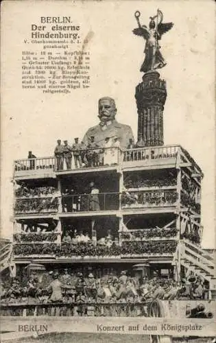 Ak Berlin Tiergarten, Siegessäule, Konzert auf dem Königsplatz, eiserner Hindenburg, Tribüne