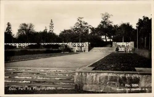 Foto Ak Oslo Norwegen, Parti fra Frognerparken