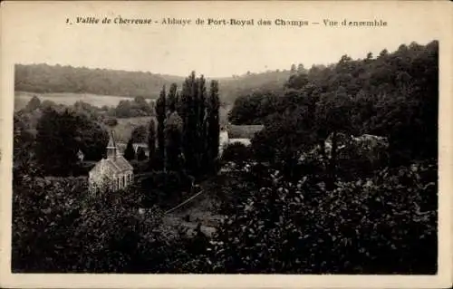 Ak Magny les Hameaux Yvelines, Abtei Port-Royal des Champs, Gesamtansicht, Wald