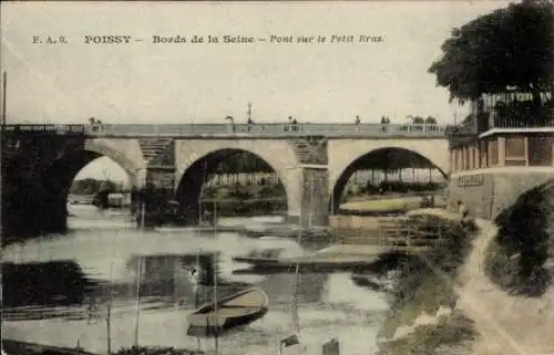 Ak Poissy Yvelines, Bords de la Seine, Pont sur le Petit Bras