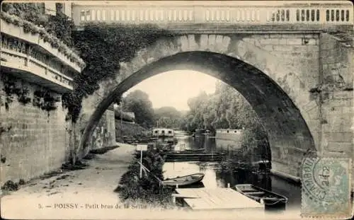 Ak Poissy Yvelines, Petit bras de la Seine, Brücke