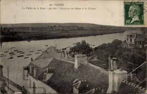 Ak Poissy Yvelines, Vallee de la Seine, Carrieres sur Seine et les Ecluses