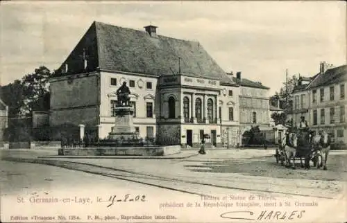 Ak Saint Germain en Laye Yvelines, Theater, Statue Thiers