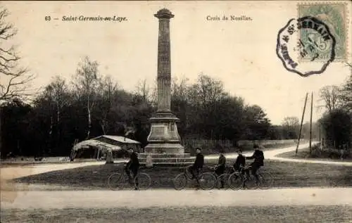 Ak Saint Germain en Laye Yvelines, Croix de Noailles, Radfahrer