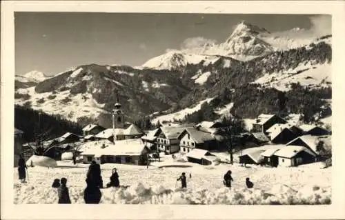 Ak Notre Dame de Bellecombe Savoie, Gesamtansicht, Winter, Gebirge