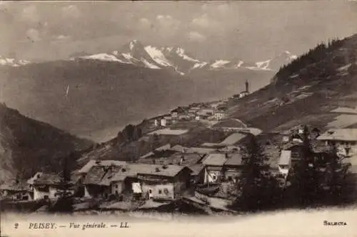 Ak Peisey Nancroix Savoie, Gesamtansicht, Gebirge