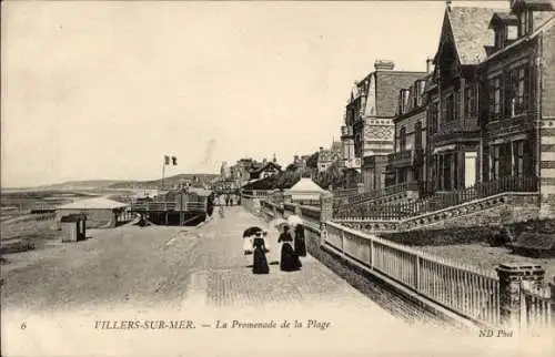 Ak Villers sur Mer Calvados, Promenade de la Plage