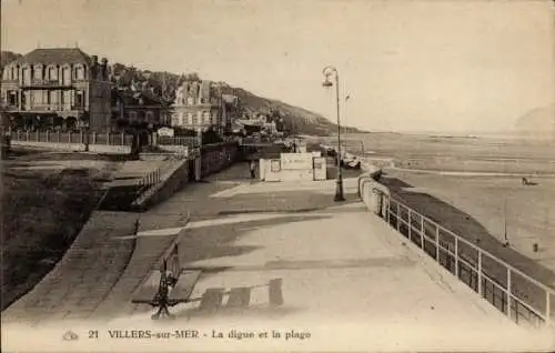 Ak Villers sur Mer Calvados, Digue, Strand