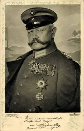 Ak Generalfeldmarschall Paul von Hindenburg, Portrait, Uniform, Orden