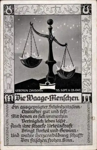 Ak Sternzeichen Waage, Libra, 24. September bis 23. Oktober