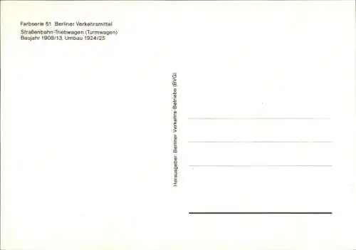 Ak Berliner Verkehrsmittel, Straßenbahn-Triebwagen, Turmwagen T 32