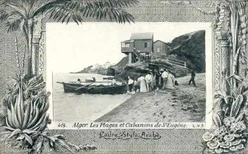 Passepartout Ak Algier Algerisches Algier, Die Strände und Schuppen von St. Eugene