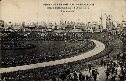 Ak Brüssel Brüssel, Ausstellung 1910, nach dem Brand vom 14. August, Ruinen