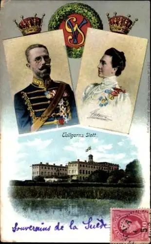 Ak Södertälje Schweden, Schloss Tullgarn, Gustav V, Viktoria von Baden