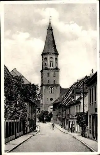 Ak Bad Düben an der Mulde Sachsen, Straße, Stadtkirche