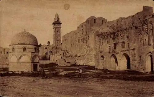 Ak Jerusalem Israel, Überreste der Burg Antonia auf dem Tempelplatz