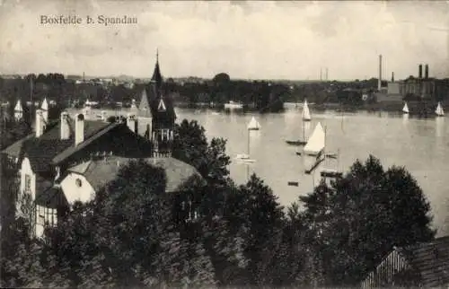 Ak Berlin Spandau Boxfelde, Gesamtansicht, Segelboote