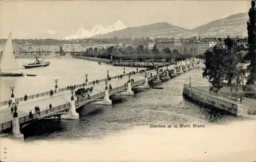 Ak Genf Genf Schweiz, Pont, Mont Blanc