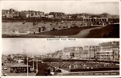 Ak Hove East Sussex England, Die Lagune, Bowling Greens